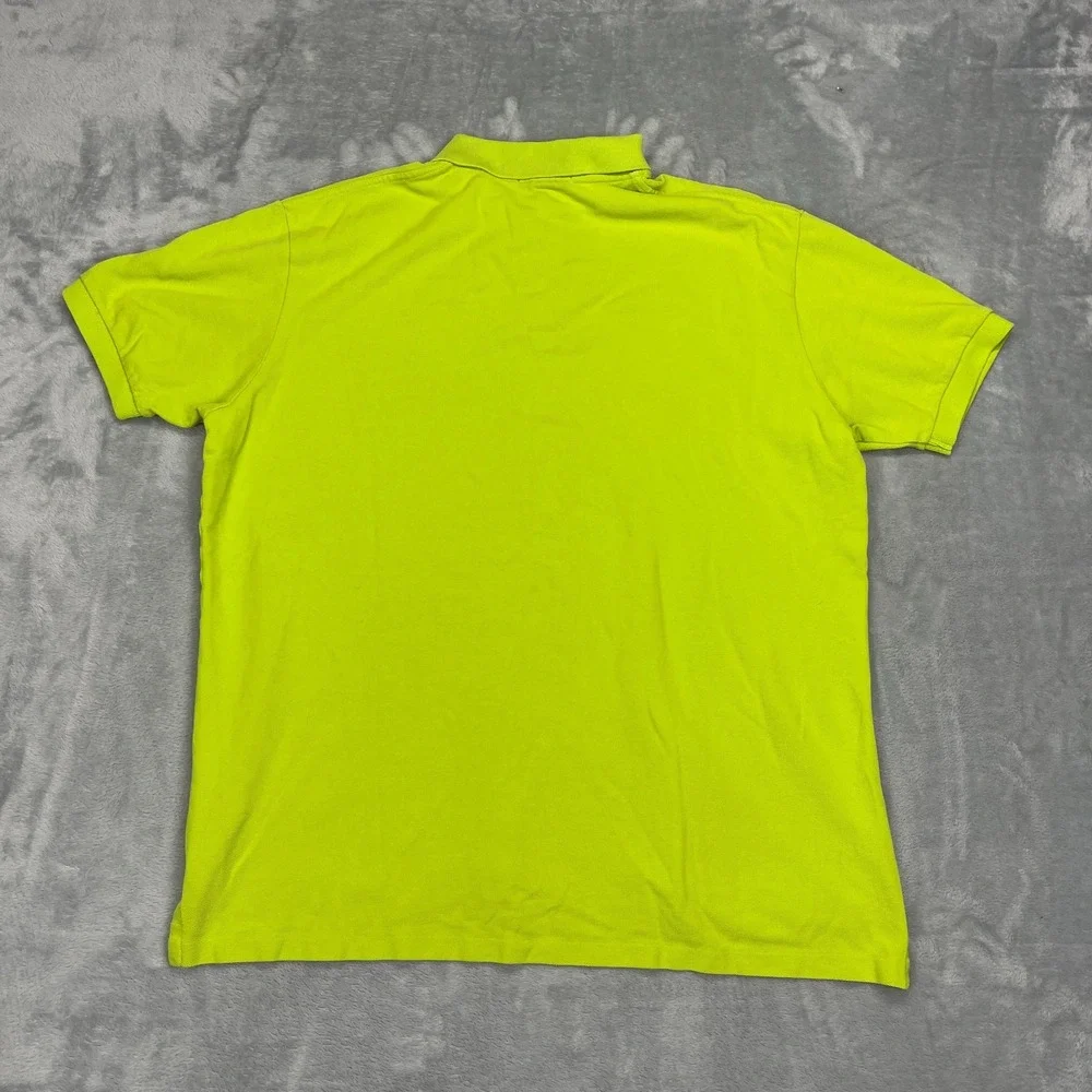 Vintage Polo Ralph Lauren Shirt Mens XL Neon Yellow Polo High Low Slit Popover